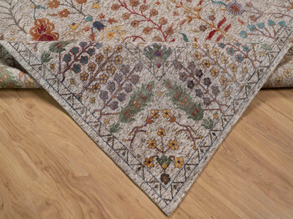 Ivory 8'11" x 12'2" Transitional Hand knotted Wool/Silk Rug - Sku: O092055