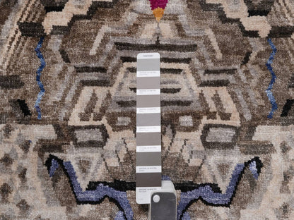 Black 9'0" x 12'1" Modern and Contemporary Hand knotted Wool/Silk Rug - Sku: O092056