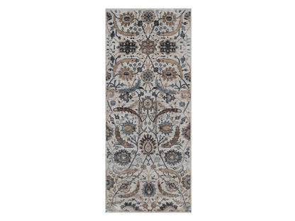 Grey 2'6" x 6'1" Transitional Hand knotted Wool/Silk Rug - Sku: O092062