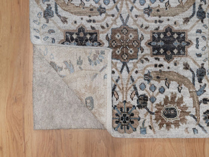 Transitional hand-knotted wool/silk runner in Gray, 2'6" x 6'1" — SKU O092062 (view 3)