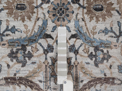 Transitional hand-knotted wool/silk runner in Gray, 2'6" x 6'1" — SKU O092062 (view 4)