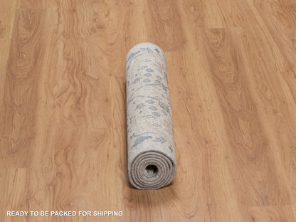 Transitional hand-knotted wool/silk runner in Gray, 2'6" x 6'1" — SKU O092062 (view 6)