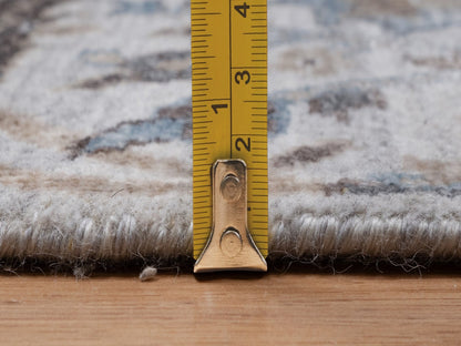 Transitional hand-knotted wool/silk runner in Gray, 2'6" x 6'1" — SKU O092062 (view 7)