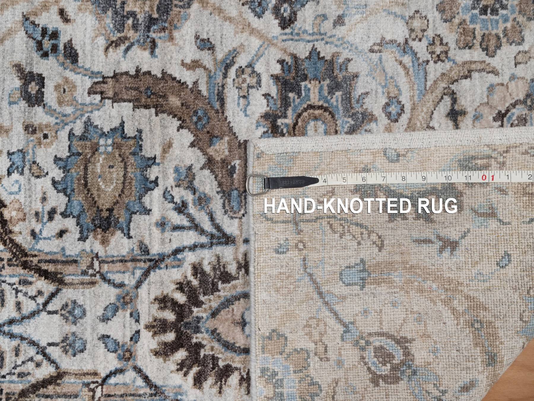 Transitional hand-knotted wool/silk runner in Gray, 2'6" x 6'1" — SKU O092062 (view 8)
