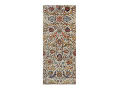 Transitional hand-knotted wool/silk runner in Ivory, 2'6" x 6' — SKU O092065