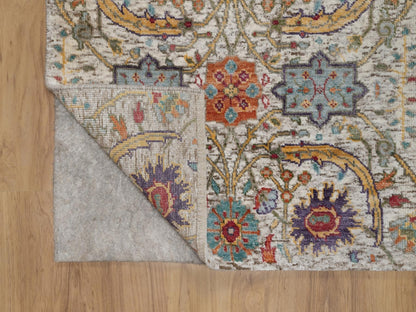 Transitional hand-knotted wool/silk runner in Ivory, 2'6" x 6' — SKU O092065 (view 3)