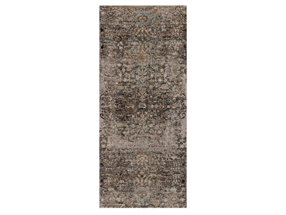 Brown 2'7" x 6'1" Transitional Hand knotted Wool/Silk Rug - Sku: O092066