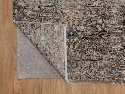 Brown 2'7" x 6'1" Transitional Hand knotted Wool/Silk Rug - Sku: O092066