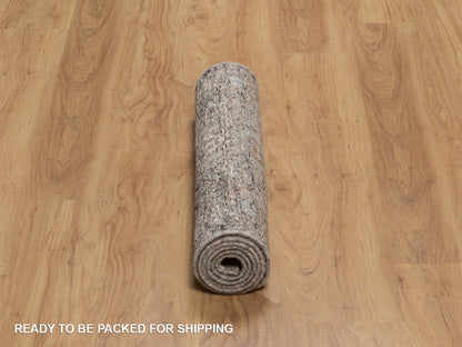 Brown 2'7" x 6'1" Transitional Hand knotted Wool/Silk Rug - Sku: O092066