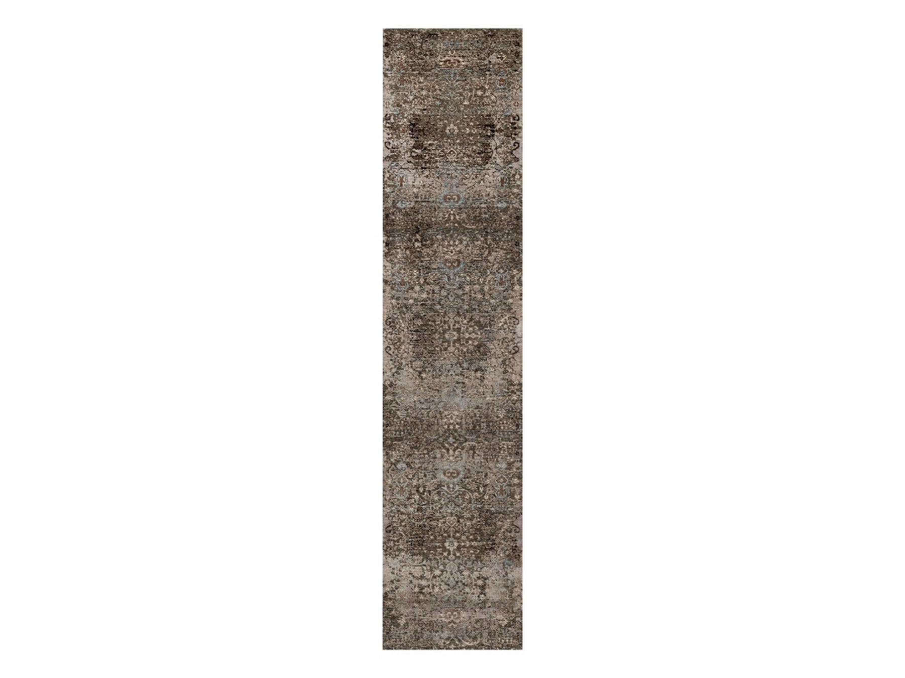 Brown 2'7" x 11'10" Transitional Hand knotted Wool/Silk Rug - Sku: O092068