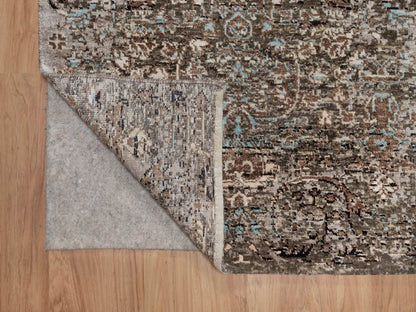 Brown 2'7" x 11'10" Transitional Hand knotted Wool/Silk Rug - Sku: O092068