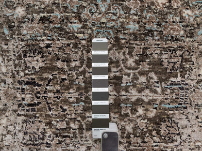 Brown 2'7" x 11'10" Transitional Hand knotted Wool/Silk Rug - Sku: O092068
