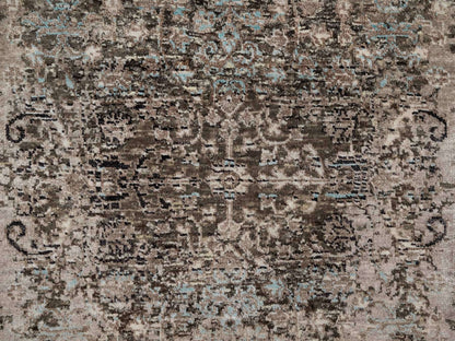 Brown 2'7" x 11'10" Transitional Hand knotted Wool/Silk Rug - Sku: O092068
