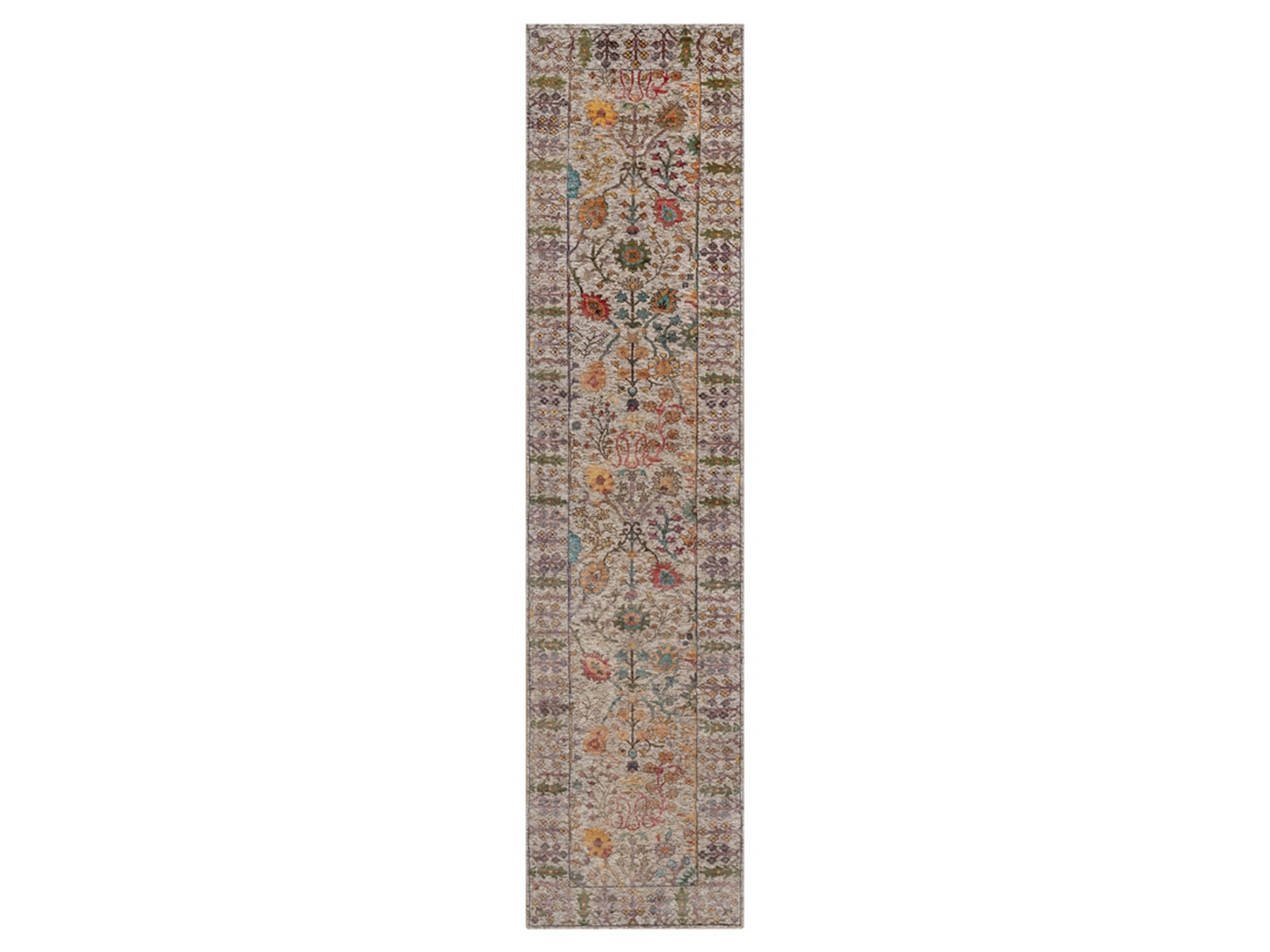 Ivory 2'9" x 11'10" Transitional Hand knotted Wool/Silk Rug - Sku: O092069