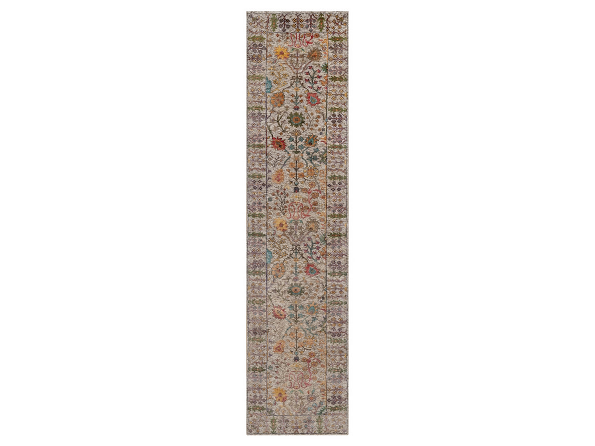 Transitional hand-knotted wool/silk runner in Ivory, 2'9" x 11'10" — SKU O092069
