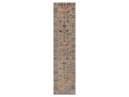 Transitional hand-knotted wool/silk runner in Ivory, 2'9" x 11'10" — SKU O092069