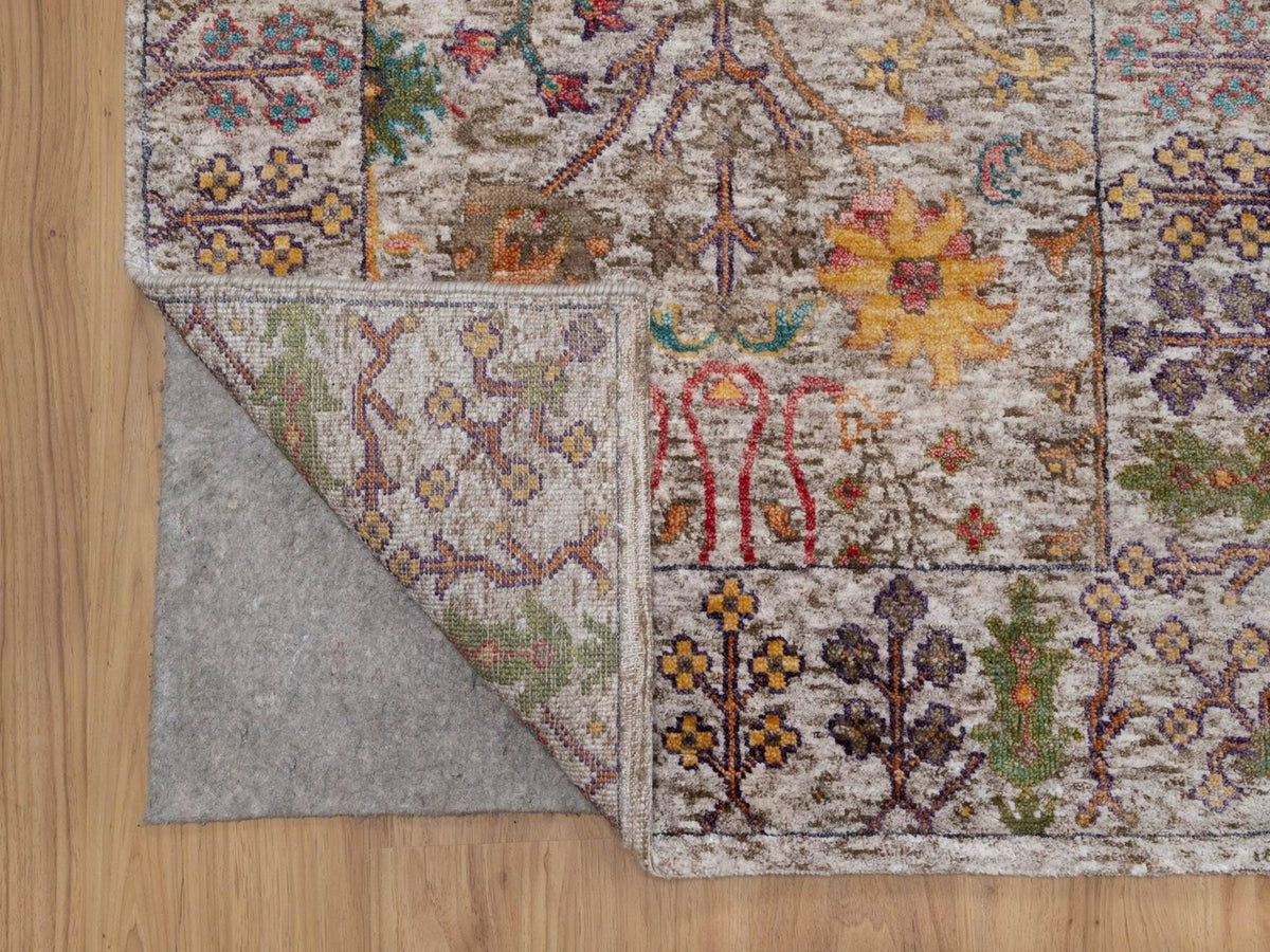 Transitional hand-knotted wool/silk runner in Ivory, 2'9" x 11'10" — SKU O092069 (view 3)