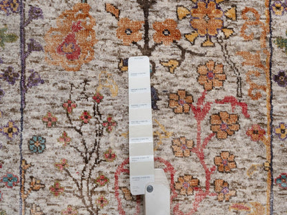 Transitional hand-knotted wool/silk runner in Ivory, 2'9" x 11'10" — SKU O092069 (view 4)
