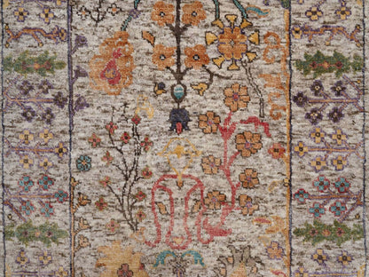 Transitional hand-knotted wool/silk runner in Ivory, 2'9" x 11'10" — SKU O092069 (view 5)