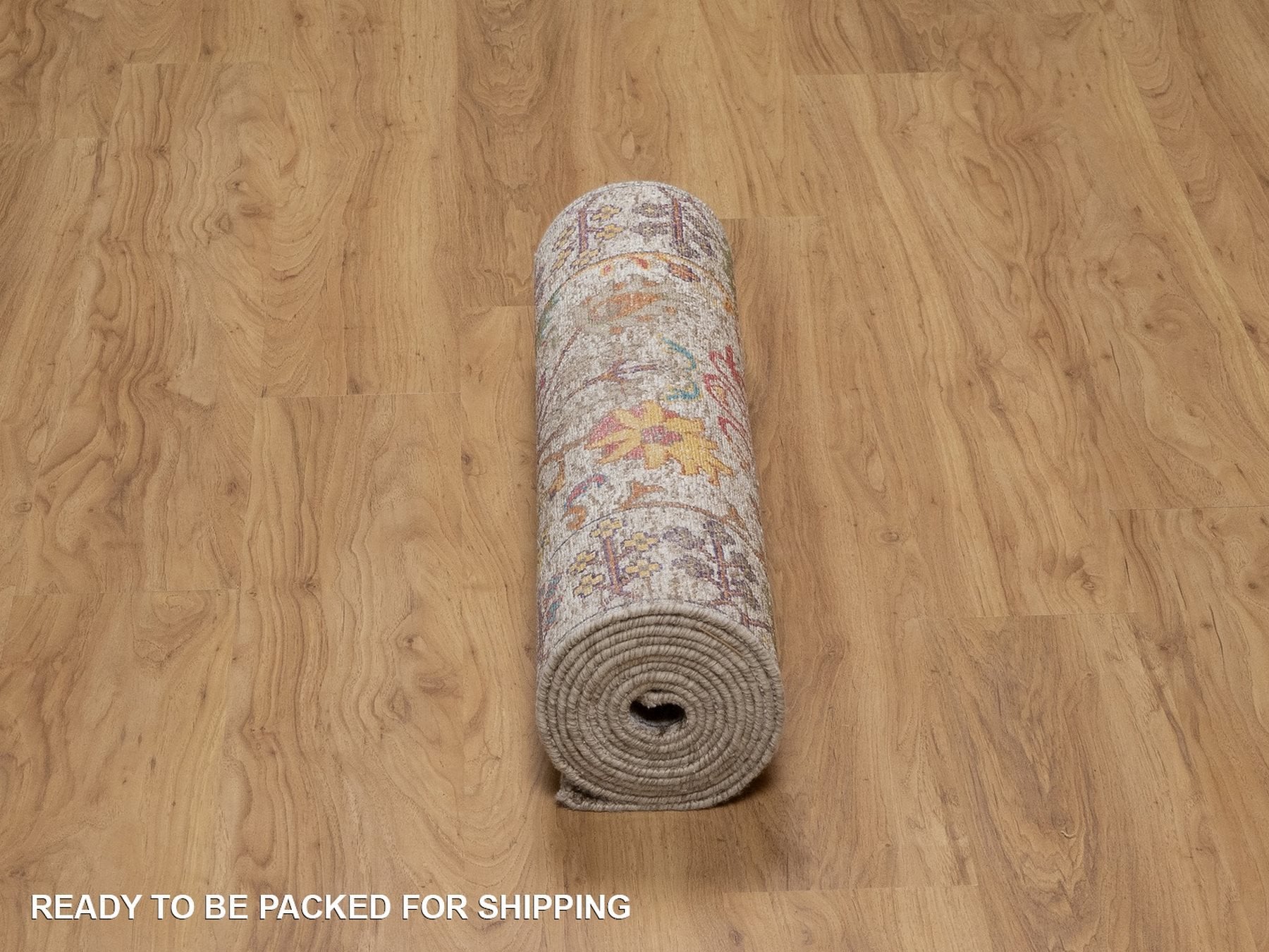 Transitional hand-knotted wool/silk runner in Ivory, 2'9" x 11'10" — SKU O092069 (view 6)