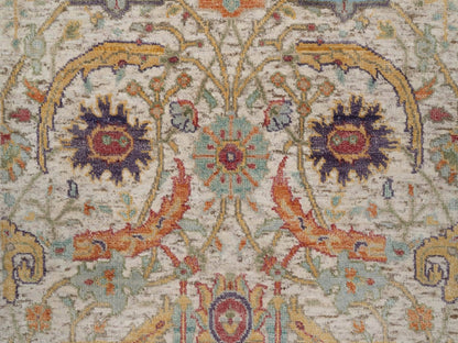 Transitional hand-knotted wool/silk runner in Ivory, 2'6" x 8'2" — SKU O092070 (view 5)