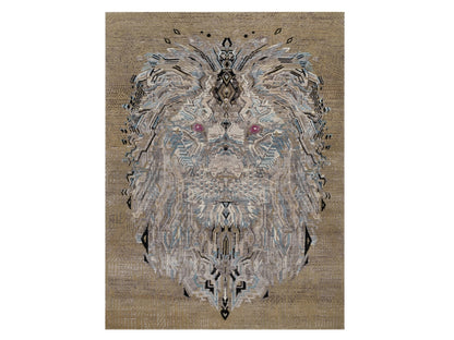 Brown 5'3" x 7'0" Modern and Contemporary Hand knotted Wool/Silk Rug - Sku: O092072