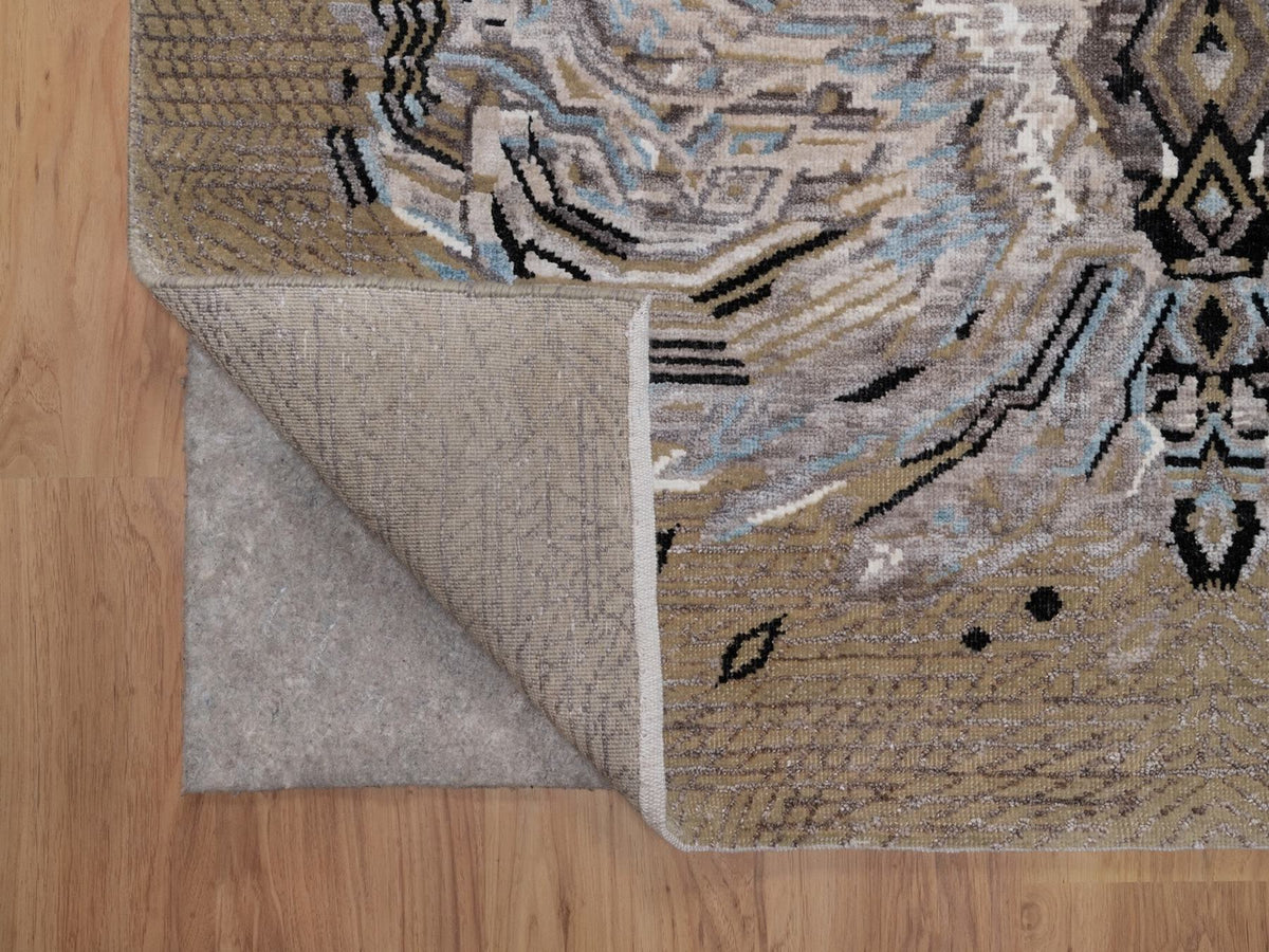 Modern / Contemporary hand-knotted wool/silk rug in Brown, 5'3" x 7' — SKU O092072 (view 3)