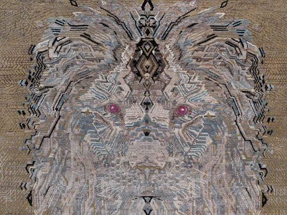 Brown 5'3" x 7'0" Modern and Contemporary Hand knotted Wool/Silk Rug - Sku: O092072