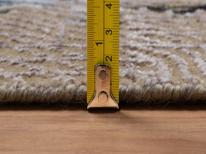 Brown 5'3" x 7'0" Modern and Contemporary Hand knotted Wool/Silk Rug - Sku: O092072