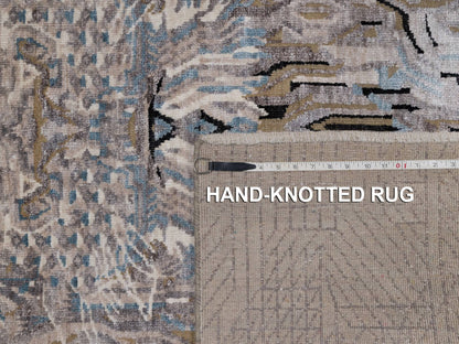 Brown 5'3" x 7'0" Modern and Contemporary Hand knotted Wool/Silk Rug - Sku: O092072