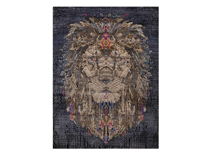 Black 5'3" x 7'1" Modern and Contemporary Hand knotted Wool/Silk Rug - Sku: O092073