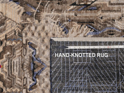 Black 5'3" x 7'1" Modern and Contemporary Hand knotted Wool/Silk Rug - Sku: O092073
