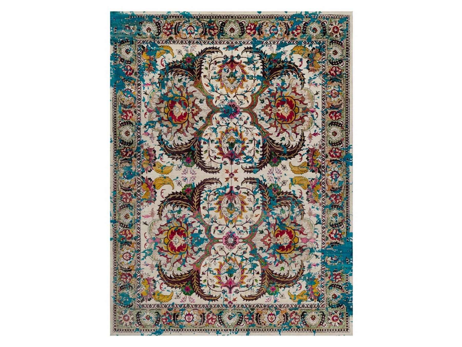 Ivory 8'11" x 11'11" Transitional Hand knotted Wool/Silk Rug - Sku: O092075