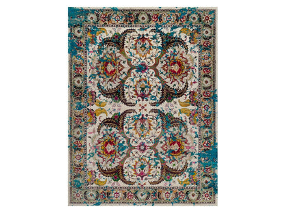 Ivory 8'11" x 11'11" Transitional Hand knotted Wool/Silk Rug - Sku: O092075