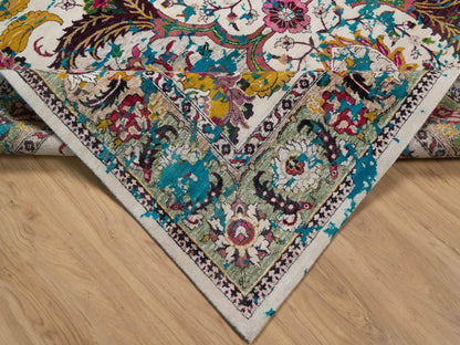 Transitional hand-knotted wool/silk rug in Ivory & Green, 8'11" x 11'11" — SKU O092075 (view 6)