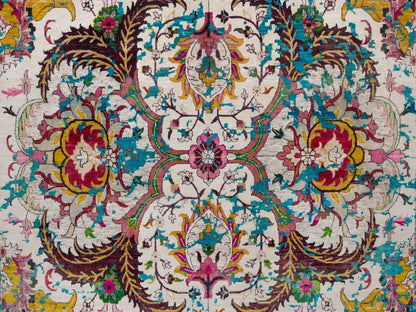 Ivory 8'11" x 11'11" Transitional Hand knotted Wool/Silk Rug - Sku: O092075