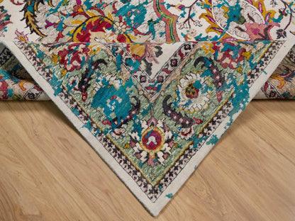 Transitional hand-knotted wool/silk rug in Ivory & Green, 8'11" x 12'2" — SKU O092076 (view 6)