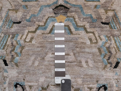 Black 9'2" x 12'0" Modern and Contemporary Hand knotted Wool/Silk Rug - Sku: O092080