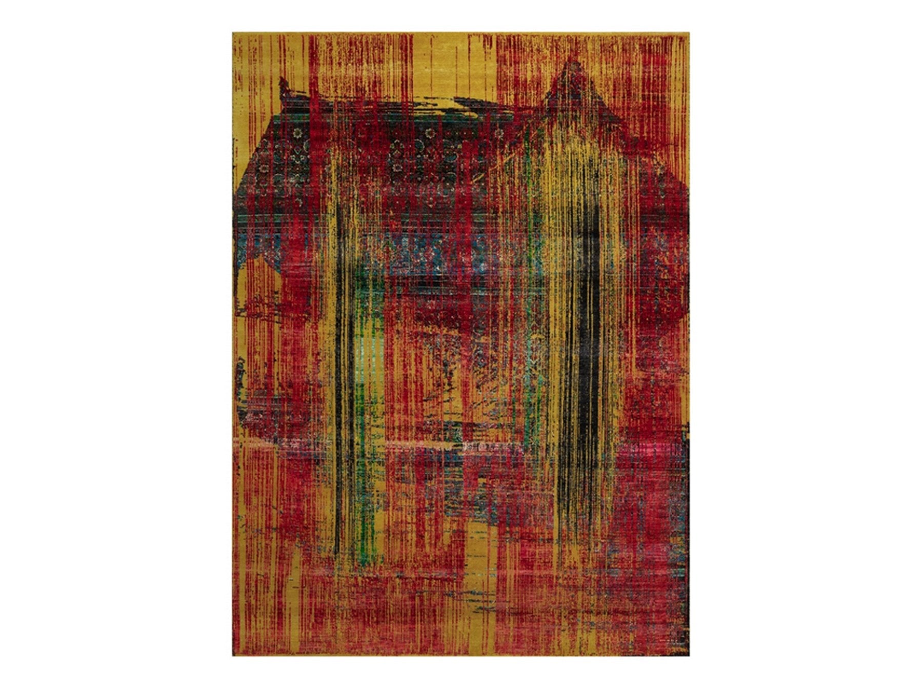 Modern / Contemporary hand-knotted wool/silk rug in Red, 8'10" x 12'2" — SKU O092082