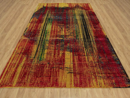 Modern / Contemporary hand-knotted wool/silk rug in Red, 8'10" x 12'2" — SKU O092082 (view 2)
