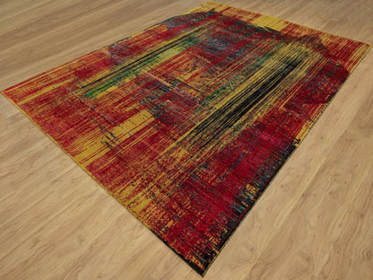 Modern / Contemporary hand-knotted wool/silk rug in Red, 8'10" x 12'2" — SKU O092082 (view 3)
