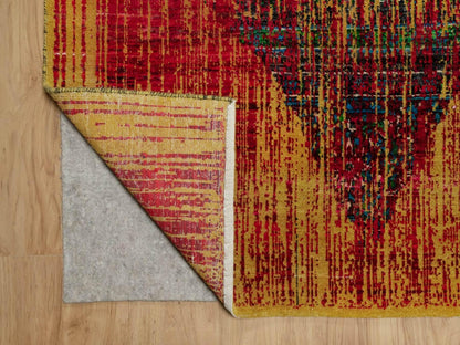 Modern / Contemporary hand-knotted wool/silk rug in Red, 8'10" x 12'2" — SKU O092082 (view 4)