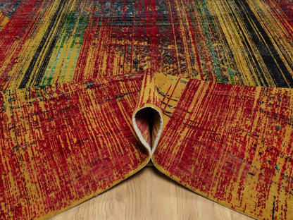 Modern / Contemporary hand-knotted wool/silk rug in Red, 8'10" x 12'2" — SKU O092082 (view 5)