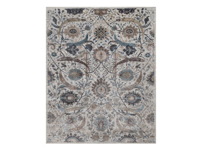 Transitional hand-knotted wool/silk rug in Gray, 7'11" x 10' — SKU O092084
