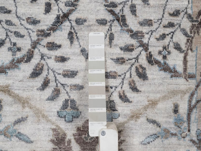 Grey 7'11" x 10'0" Transitional Hand knotted Wool/Silk Rug - Sku: O092084