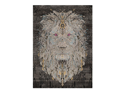 Black 5'1" x 7'1" Modern and Contemporary Hand knotted Wool/Silk Rug - Sku: O092086