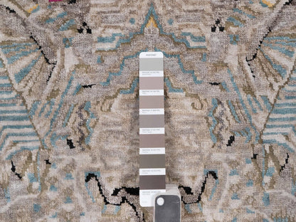 Black 5'1" x 7'1" Modern and Contemporary Hand knotted Wool/Silk Rug - Sku: O092086