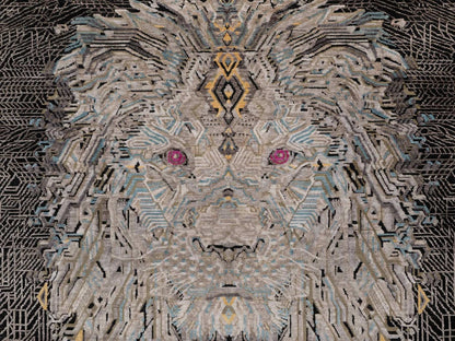 Black 5'1" x 7'1" Modern and Contemporary Hand knotted Wool/Silk Rug - Sku: O092086
