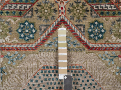 Brown 3'2" x 5'1" Mamluk Hand knotted Wool/Silk Rug - Sku: O092087