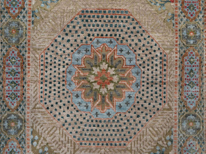 Brown 3'2" x 5'1" Mamluk Hand knotted Wool/Silk Rug - Sku: O092087